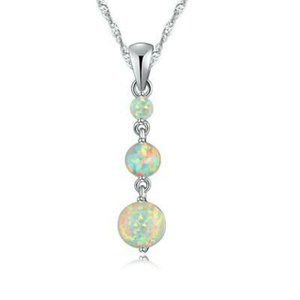 New - White Fire Opal Silver Necklace
